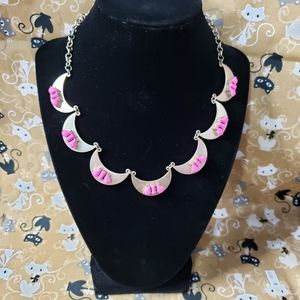 Goldtone Rhinestone Crescent Moon Necklace